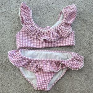 Janie and Jack Pink Gingham Ruffle Two-Piece Swim Set